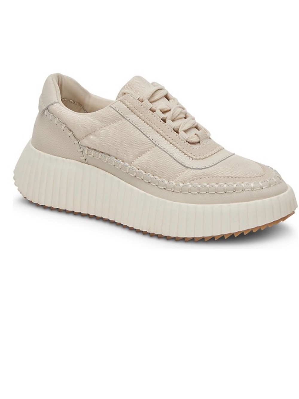 Women's Cream Platform Lace-Up Sneakers